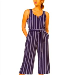 Black Tape Striped Culotte Jumpsuit